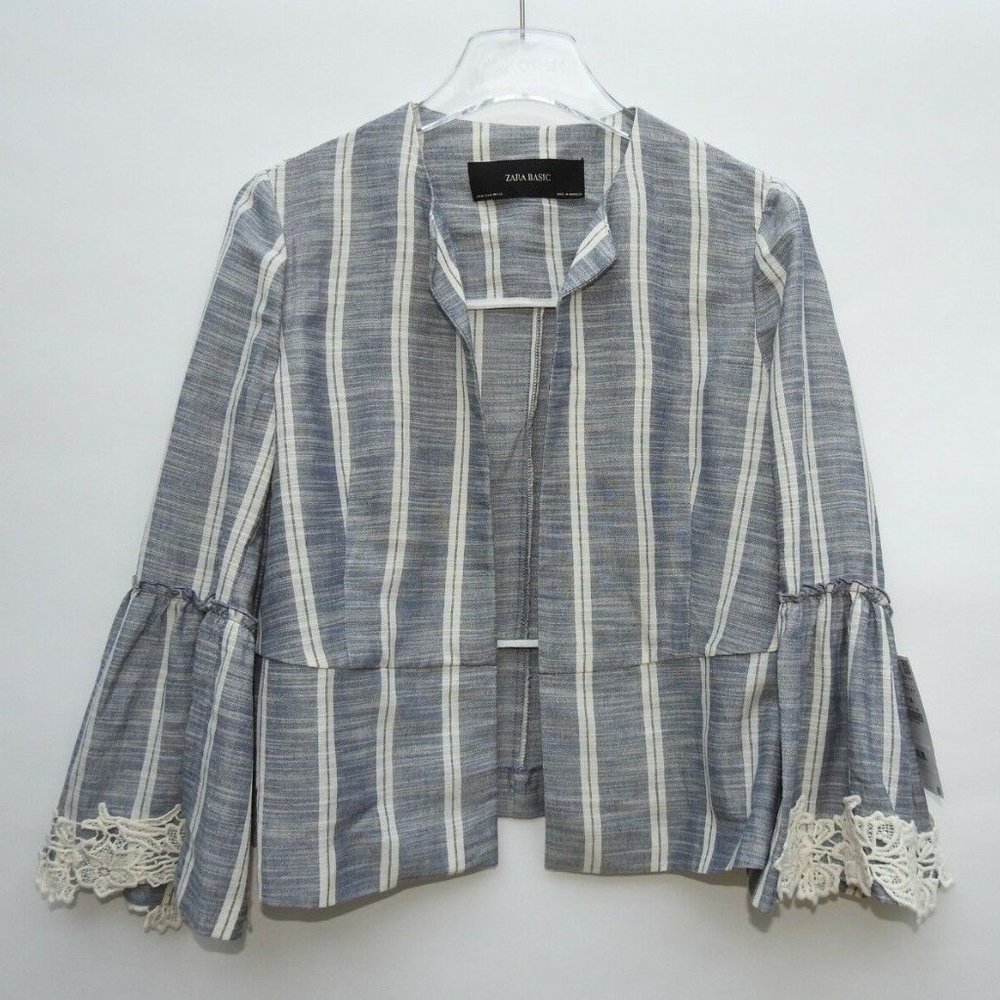 Zara Basic Striped Bell Sleeve Jacket - image 2